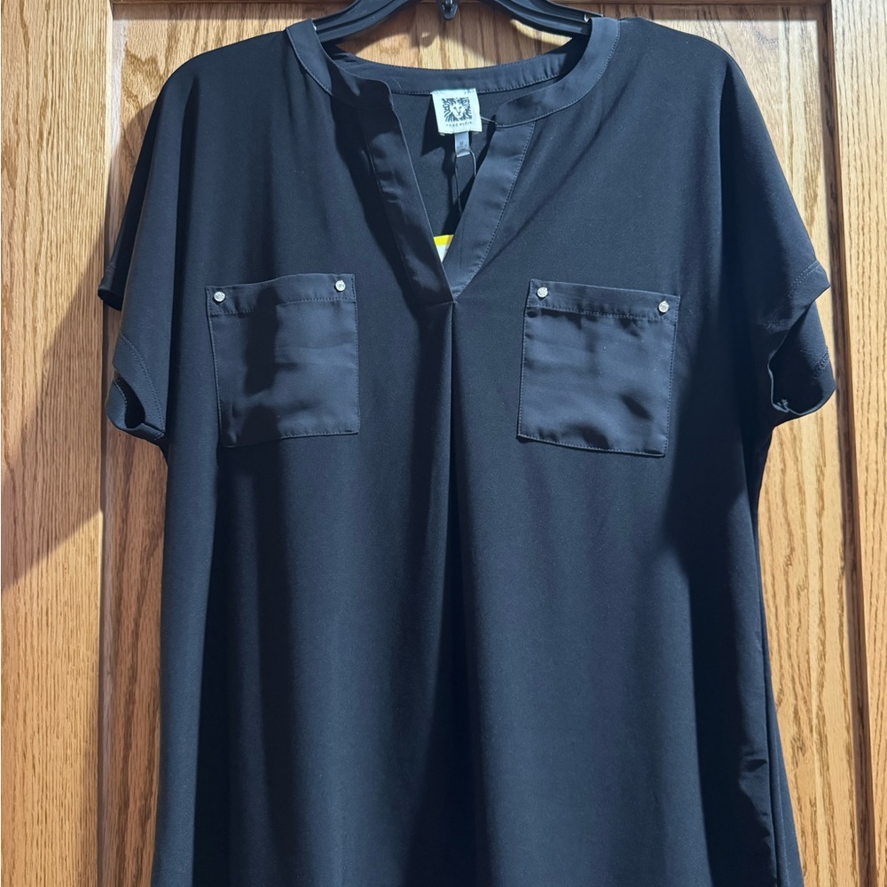 Anne Klein Black Blouse with Pockets